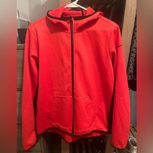 Women’s red textured Nike full zip with thumb holes